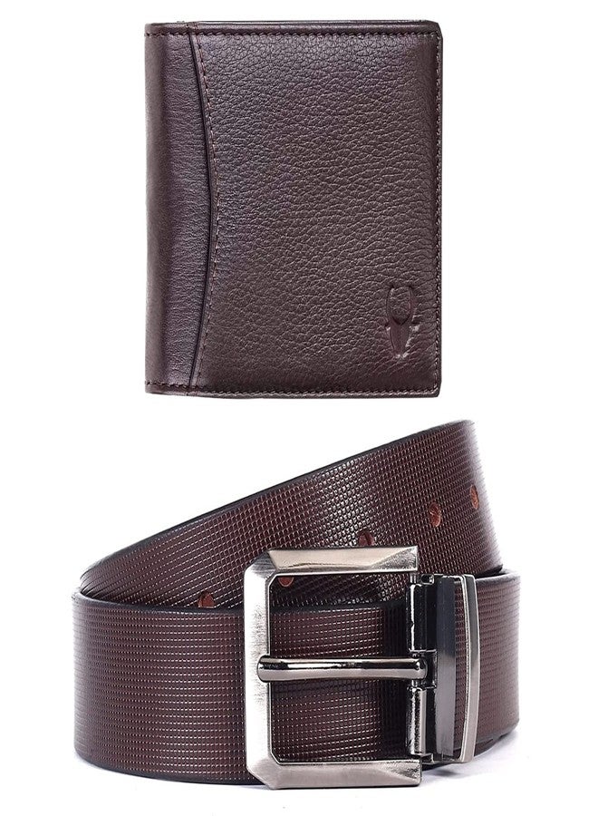 WildHorn Carob Brown Leather Men's Wallet & Belt Combo Set (WH1253B) - Image 1